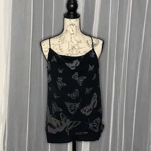 Express Women’s black sheer butterfly racer back top